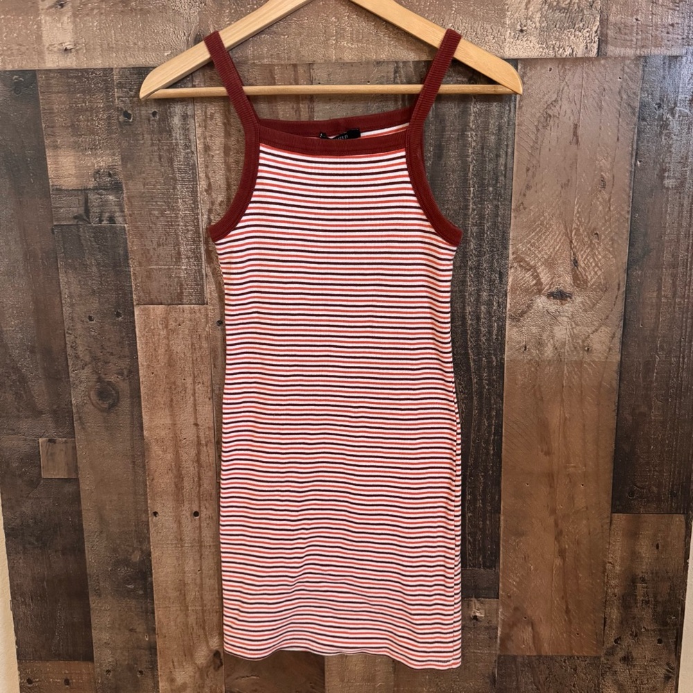 Forever 21 Ribbed Tank Dress Small Orange Rust Fitted Midi